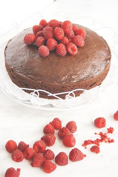 Torta al cioccolato con ricotta e lamponi 