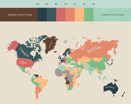 Cost of living around the world infografica