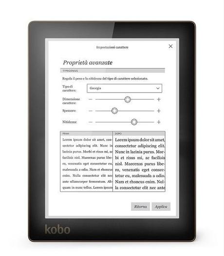 Alcune possibilità di personalizzazione delle impostazioni di Kobo Aura