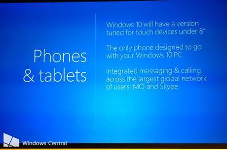 Windows 10 phone e tablet