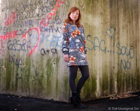 la nuit parisienne, abito felpa, tropical pattern, isabel marant boots, fashion blogger outfit, outfit post