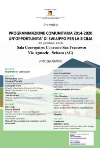 Locandina Incontro Nuova Programmazione Sciacca  23 gennaio 2015