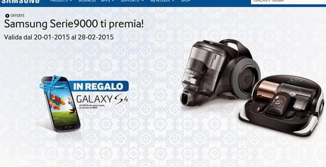 Promozione Samsung Serie9000 ti premia: Galaxy S4 in regalo a chi compra un aspirapolvere Samsung