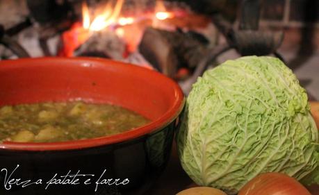 Zuppa di verza, patate e farro