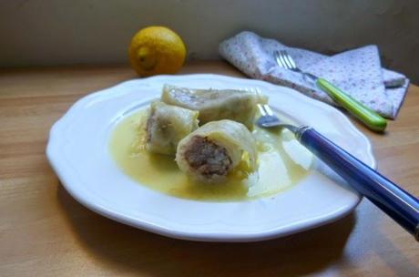 involtini di cavolo con salsa avgolemono