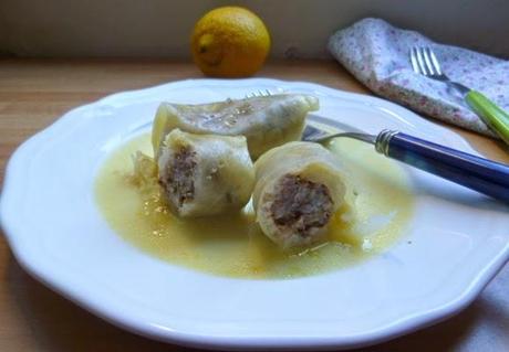 involtini di cavolo con ripieno di carne e riso