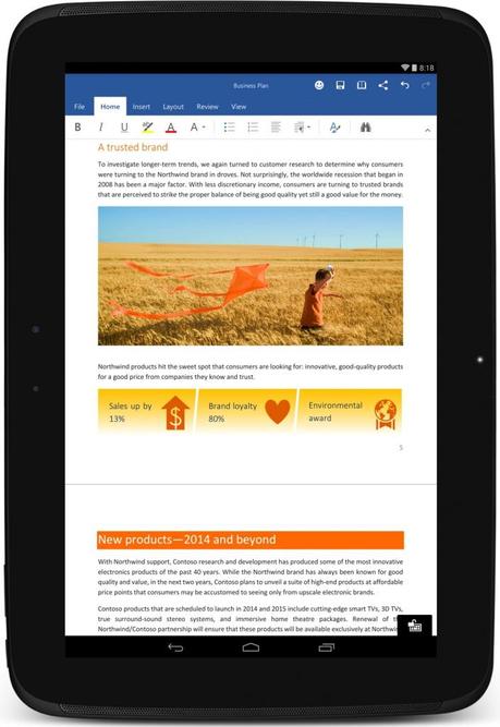 Microsoft Office in versione definitiva per Tablet Android