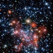 Immagine ESO nel vicino infrarosso delle circa 30 stelle intorno al centro galattico e al suo buco nero supermassiccio (strumentazione NACO (NAOS-CONICA) del VLT)