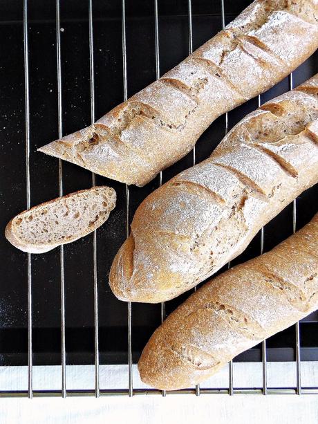 Baguettes integrali con lievito madre non rinfrescato