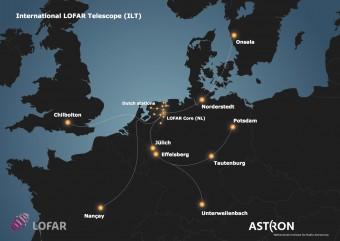 Il telescopio internazionale Lofar ha il suo nucleo in Olanda e stazioni sparse in Francia, Germania, Regno Unito e Svezia. Tre nuove stazioni sono in via di costruzione in Polonia. Crediti: Astron