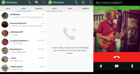 WhatsApp interfaccia chiamate