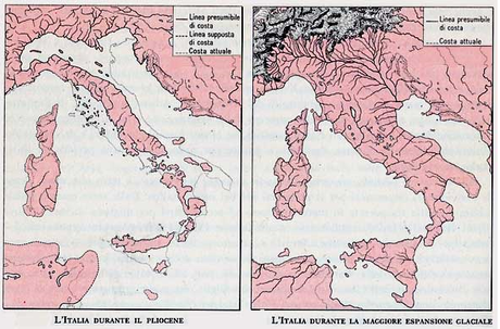 Il livello del mare negli ultimi 450.000 anni, le linee batimetriche.