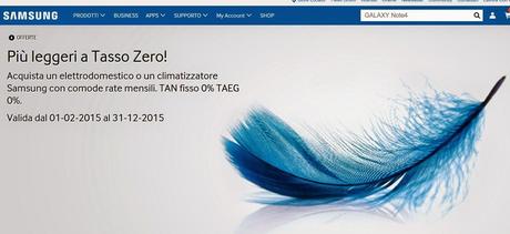Promozione Tasso zero su elettrodomestici Samsung per tutto il 2015