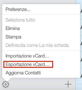 Esporta vCard