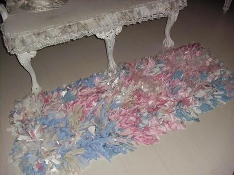 Shabby chic Rag Rug,tappeto di fettuccia con la rete