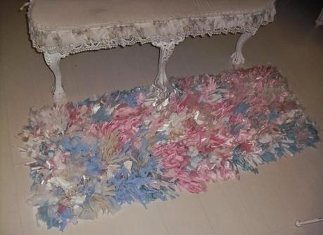 Shabby chic Rag Rug,tappeto di fettuccia con la rete