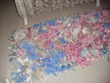 Shabby chic Rag Rug,tappeto di fettuccia con la rete