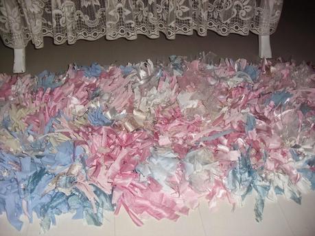 Shabby chic Rag Rug,tappeto di fettuccia con la rete