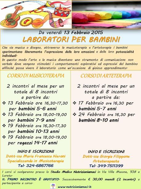 Musicoterapia e Arteterapia: due laboratori a Loreto (An)