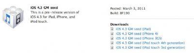 iOS 4 3 Golden Master Apple: disponibile al download iOS 4.3 Golden Master