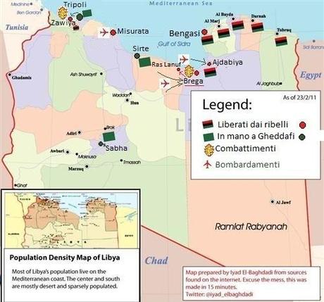 mappa Libia tra lealisti e insorti