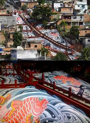 Opera d'arte vivente nelle favelas di Rio de Janeiro