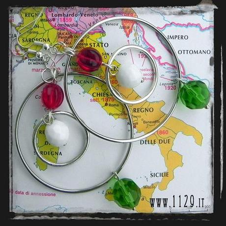 ITALIA150 orecchini tricolore rosso bianco verde 150 anniversario unita italia italy 150 anniversary earrings