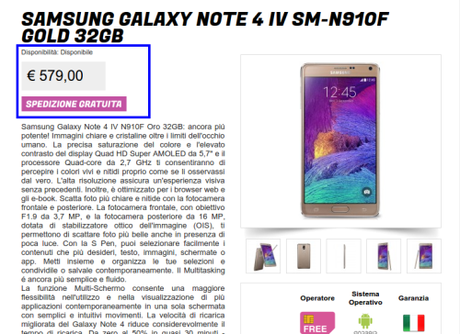 Samsung Galaxy Note 4 Gold Garanzia Italia a 579 euro Samsung Galaxy Note 4 Gold Garanzia Italia a 579 euro Samsung Galaxy Note 4 Gold Garanzia Italia a 579 euro Samsung Galaxy Note 4 Gold Garanzia Italia a 579 euro Samsung Galaxy Note 4 IV SM N910F Gold 32GB   Gli Stockisti  Smartphone  cellulari  tablet  accessori telefonia  dual sim e tanto altro