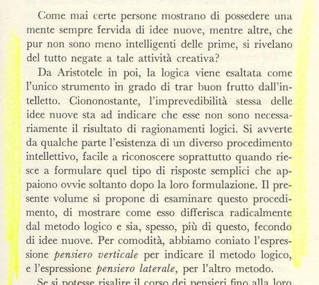 pagine da Il pensiero laterale, di Edward De Bono, Rizzoli, 1969 (prima edizione: 1967)