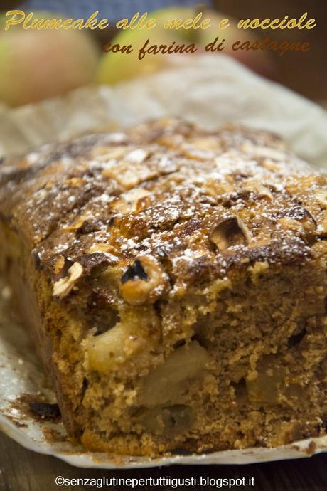 Plumcake senza glutine alle mele e nocciole con farina di castagne