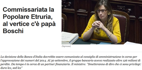 Commissariata la Banca Popolare dell'Etruria, al cui vertice siede il papà di Madonna Boschi - La Consob indaga...