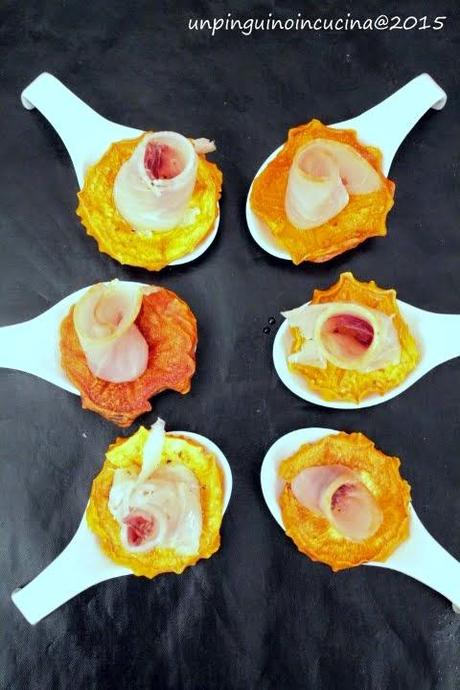 Roselline di pesce spada e caco con citronette alle clementine