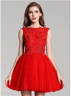 Gorgeous A-line Short Bateau Appliques Sequins Zipper-Up Cocktail Dress