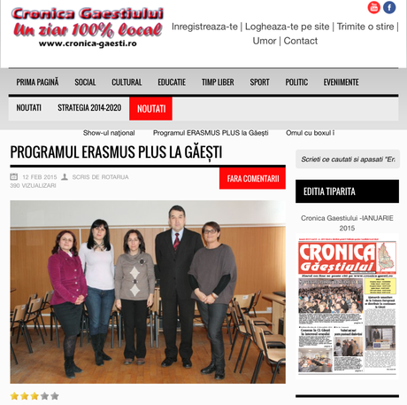 La Scuola Media Zani in Romania prepara il Progetto Erasmus Plus