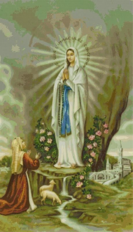Schema a punto croce: Madonna di Lourdes