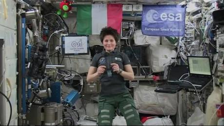 Samantha Cristoforetti durante la diretta RAi-NASA. Crediti: NASA