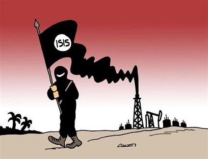 header-vignetta-Isis bandiera nera fumante dal pozzo di petrolio