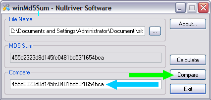 Md5sum comparare codice md5