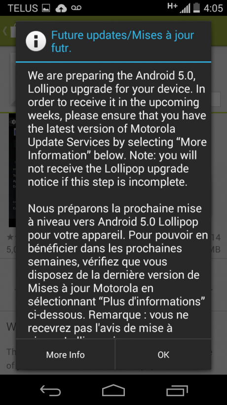 Anche Motorola Moto G 2013 si aggiornerà a Lollipop.