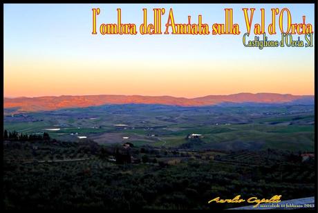 l'ombra del Monte Amiata sulla val d'Orcia