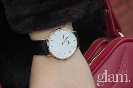 Look con pellicciotto daniel wellington