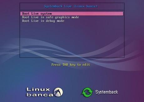 Linux banca schermata iniziale