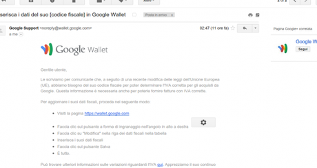 google wallet codice fiscale
