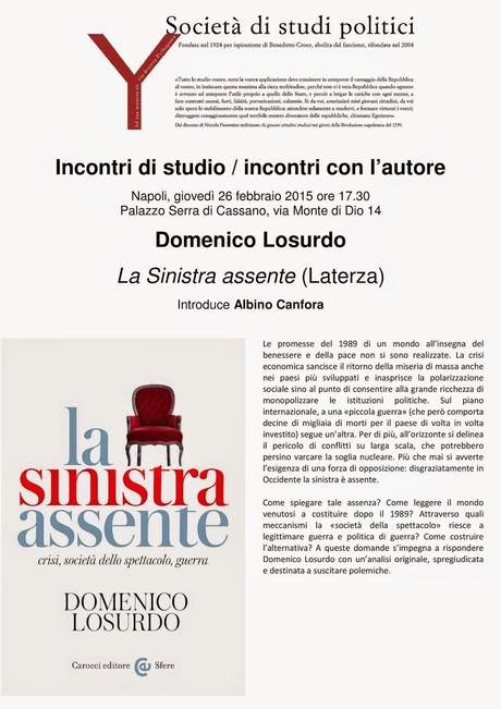 Alcuni appuntamenti con Domenico Losurdo a Napoli e a Roma dal 23 al 28 febbraio