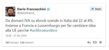 L'annuncio del Ministro Franceschini su Twitter il 31.12.2014 