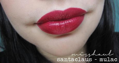 Santa Claus Mulac Cosmetics - Rossetto in Limited Edition (swatch, comparison, review, makeup look)