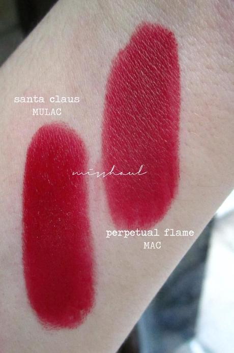 Santa Claus Mulac Cosmetics - Rossetto in Limited Edition (swatch, comparison, review, makeup look)