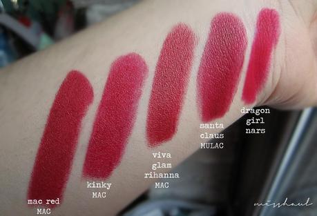 Santa Claus Mulac Cosmetics - Rossetto in Limited Edition (swatch, comparison, review, makeup look)