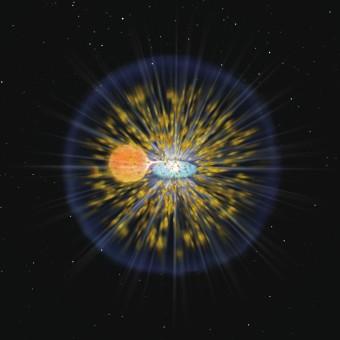 Impressione artistica dell'esplosione di nova. Crediti: National Astronomical Observatory of Japan