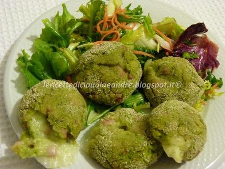 Polpette con broccoli, prosciutto e scamorza